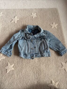 GAP Light Blue Ruffle Denim Jacket 18-24 M